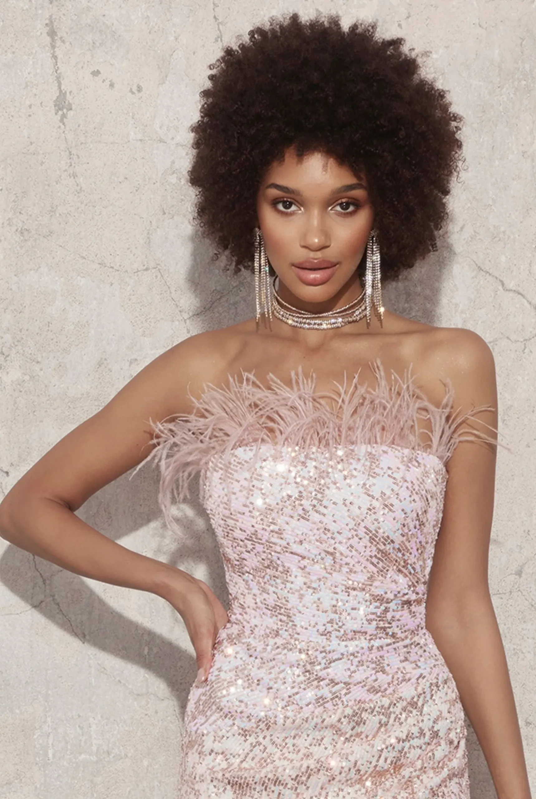 Clearance Alewya - Sequin Maxi Dress With Feathers Women Wedding