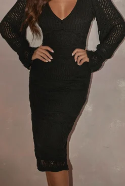 Cheap Azza Black - Knitted Pencil Dress Women Every Day