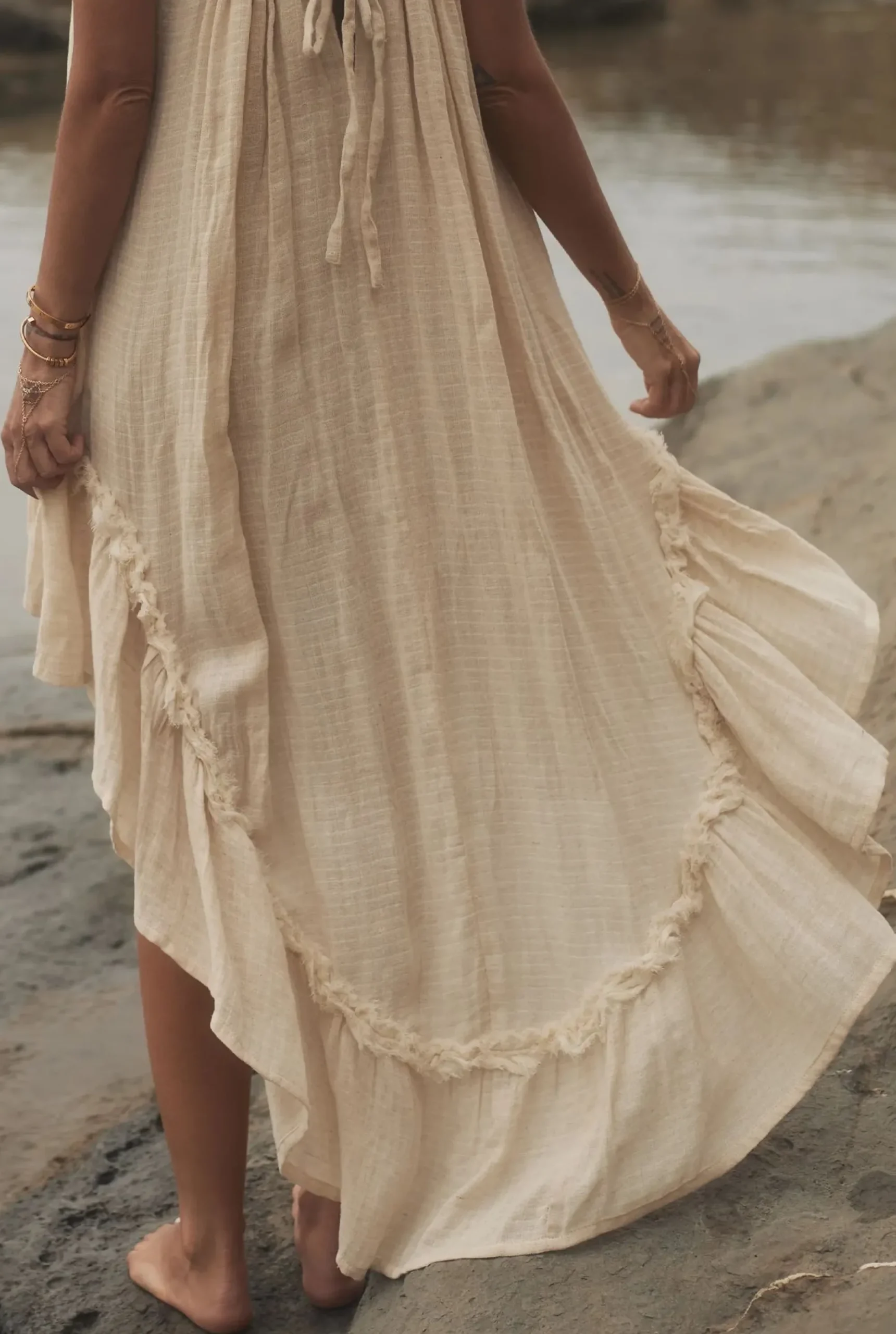 Outlet Bina - Boho Beige Maxi Dress Women Every Day