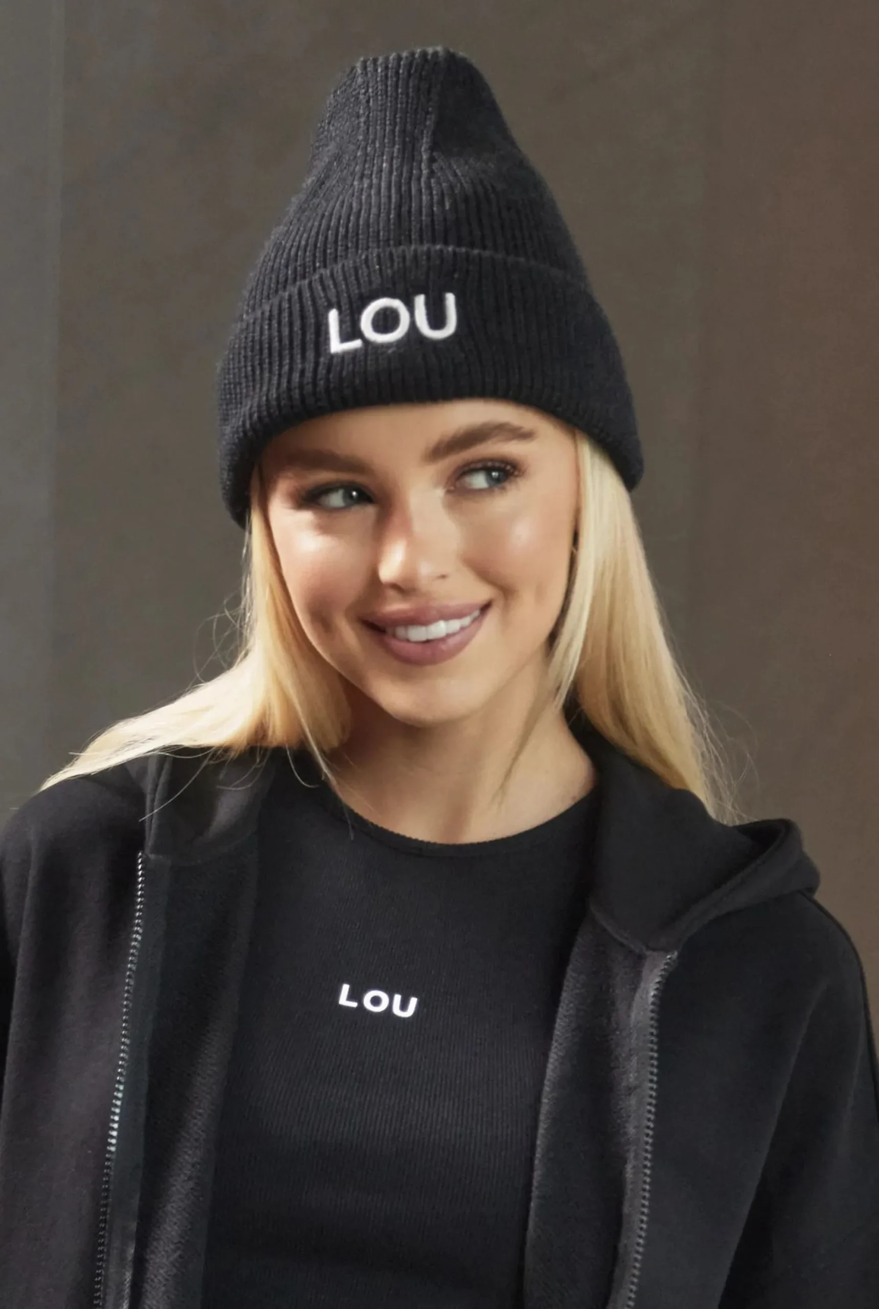 Online Black Winter Beanie With Lou Logo Women Winter Hats