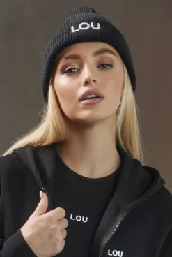 Online Black Winter Beanie With Lou Logo Women Winter Hats