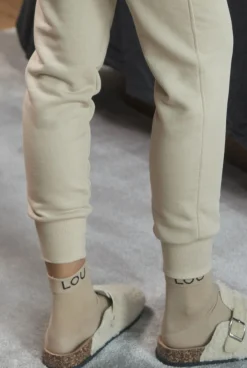 New Boston Beige - Beige Pants With Logo And Cuffs Women Tracksuits