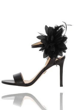 Flash Sale Brinley - Classic Black Stilettos With Matching Flower With Feathers Women Shoes