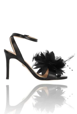 Flash Sale Brinley - Classic Black Stilettos With Matching Flower With Feathers Women Shoes