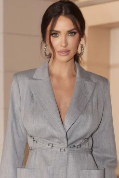 Shop Carlotta - Grey Chic In A Navy Dress Women Every Day