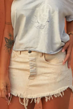 Hot Clarita - Denim Skirt In A Shade Of Beige Women Skirts