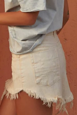 Hot Clarita - Denim Skirt In A Shade Of Beige Women Skirts