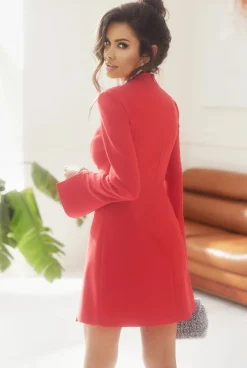 Outlet Cora - Unusual Red Mini Dress With Delicate Opening. Women Wedding