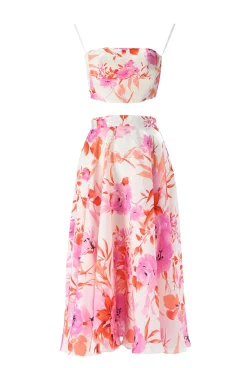 Sale Donatella - Skirt + Bralet Set With Corset Neckline In Floral Pattern Women Every Day