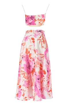 Sale Donatella - Skirt + Bralet Set With Corset Neckline In Floral Pattern Women Every Day
