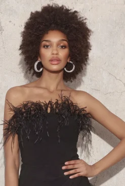 Hot Ella - A Little Black Finished With Feathers Women New Year'S Eve