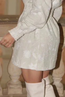 Online Filona - Dress In Natural Beige With Floral Pattern Women Every Day