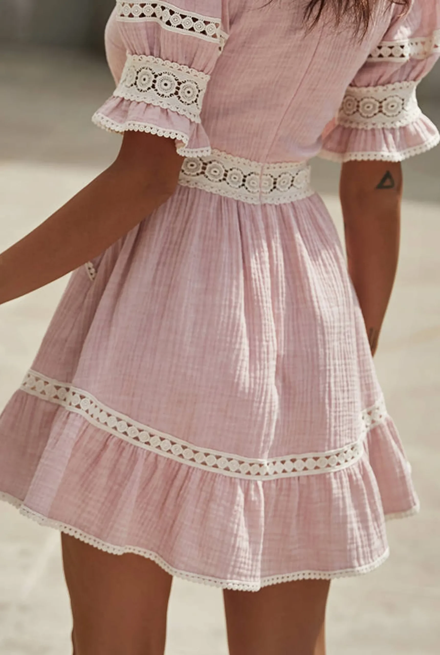 Cheap Gerda - Boho Chick Dress With Cream Lace Women Every Day