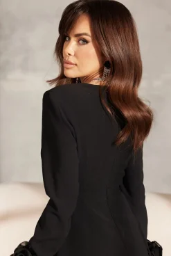 Best Sale Janelle - Black Mini With Fancy Neckline Women Wedding