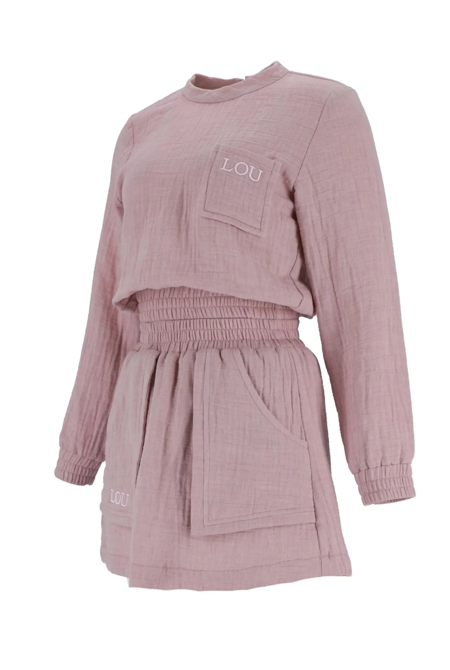 Outlet Kama - Pink Tracksuit Set With Mini Skirt And Embroideries Women Every Day
