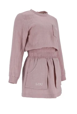Outlet Kama - Pink Tracksuit Set With Mini Skirt And Embroideries Women Every Day