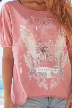 New Kefi - Asymmetrical T-Shirt In A Shade Of Pink With A Washed-Out Effect Women T-Shirts