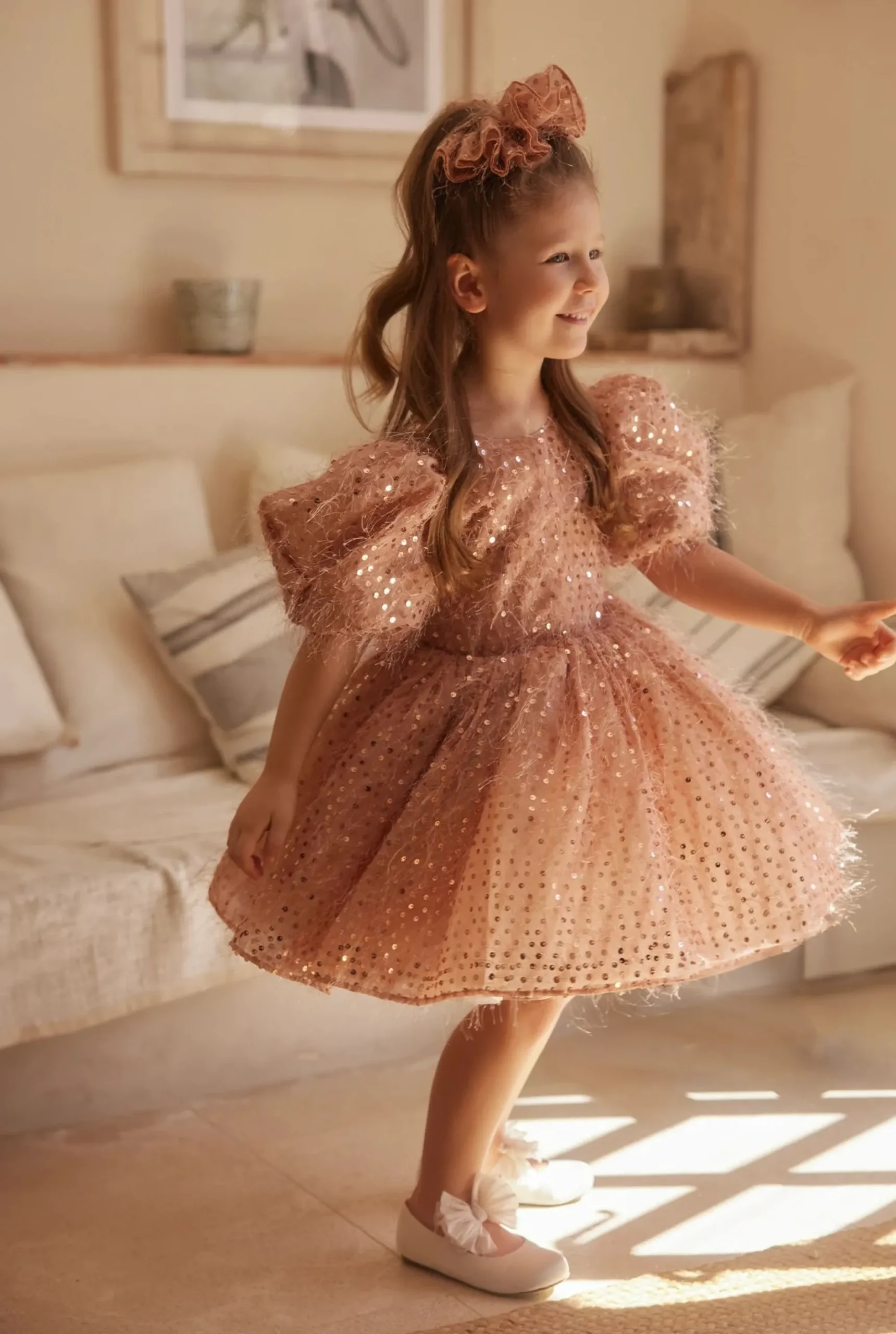 New Kimi - Children'S Mini Dress With Buffs And Embellished Bow Women Kids