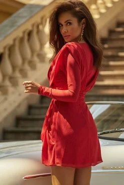 Cheap Kinzly - Impressive Dress In The Color Of Intense Red With Glitter Women Wedding
