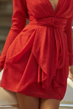 Cheap Kinzly - Impressive Dress In The Color Of Intense Red With Glitter Women Wedding