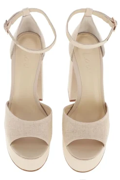Fashion Linen - Linen Platform Sandals With Leather Lining And Gold Buckle Women Shoes