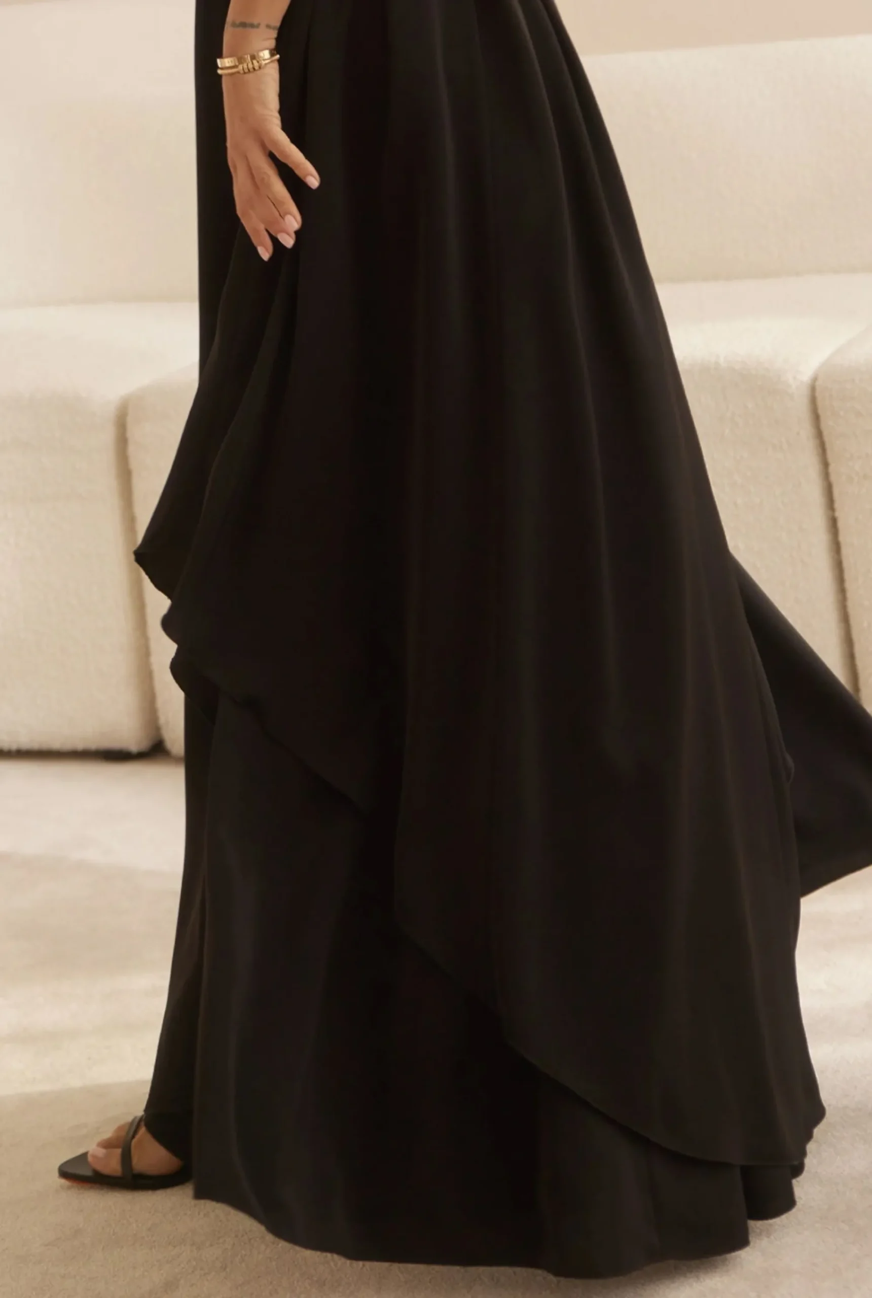 Hot Manuela - Airy Long Dress In Black Fabric Women Wedding