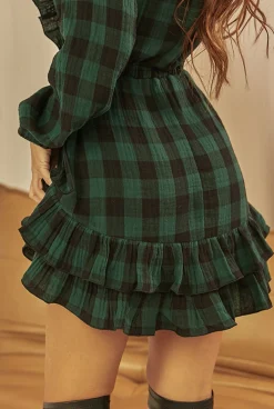 Best Manuka - Bottle Green Checkered Dress Women Every Day