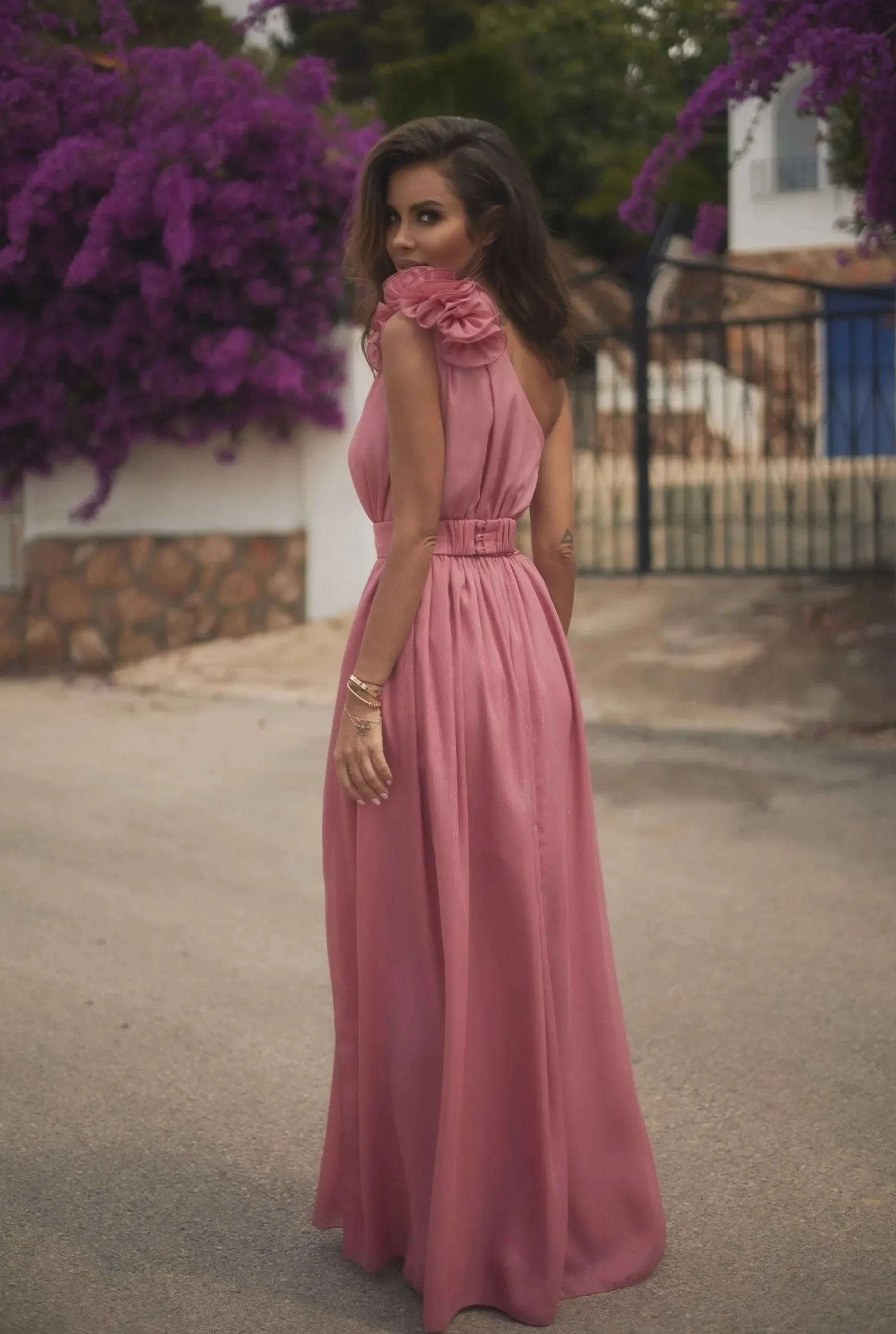 Hot Maribel - Maxi Dress In Coral Color Women Christening