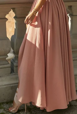 Fashion Molly Dark Pink - Maxi Powder Dress With Golden Glitter Women Wedding