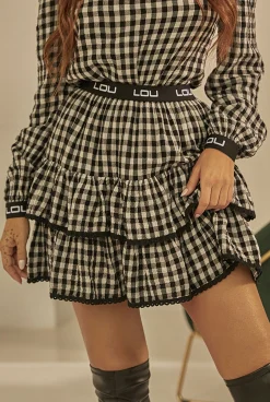 New Odetta Set Beige - Comfortable Set In Black Check Pattern Women Sets
