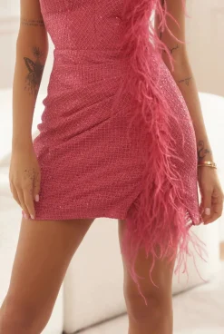 Cheap Raisa - Pink Mini Dress With Feathers And Sequins Women Wedding