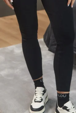 Clearance Saura - Black Leggings In Ribbed Fabric Women Tracksuits