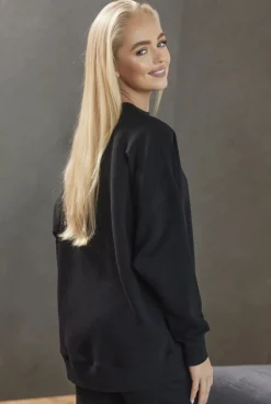 Fashion Saura Black - Lightweight, Comfortable Black Sweater With Logo Women Tracksuits