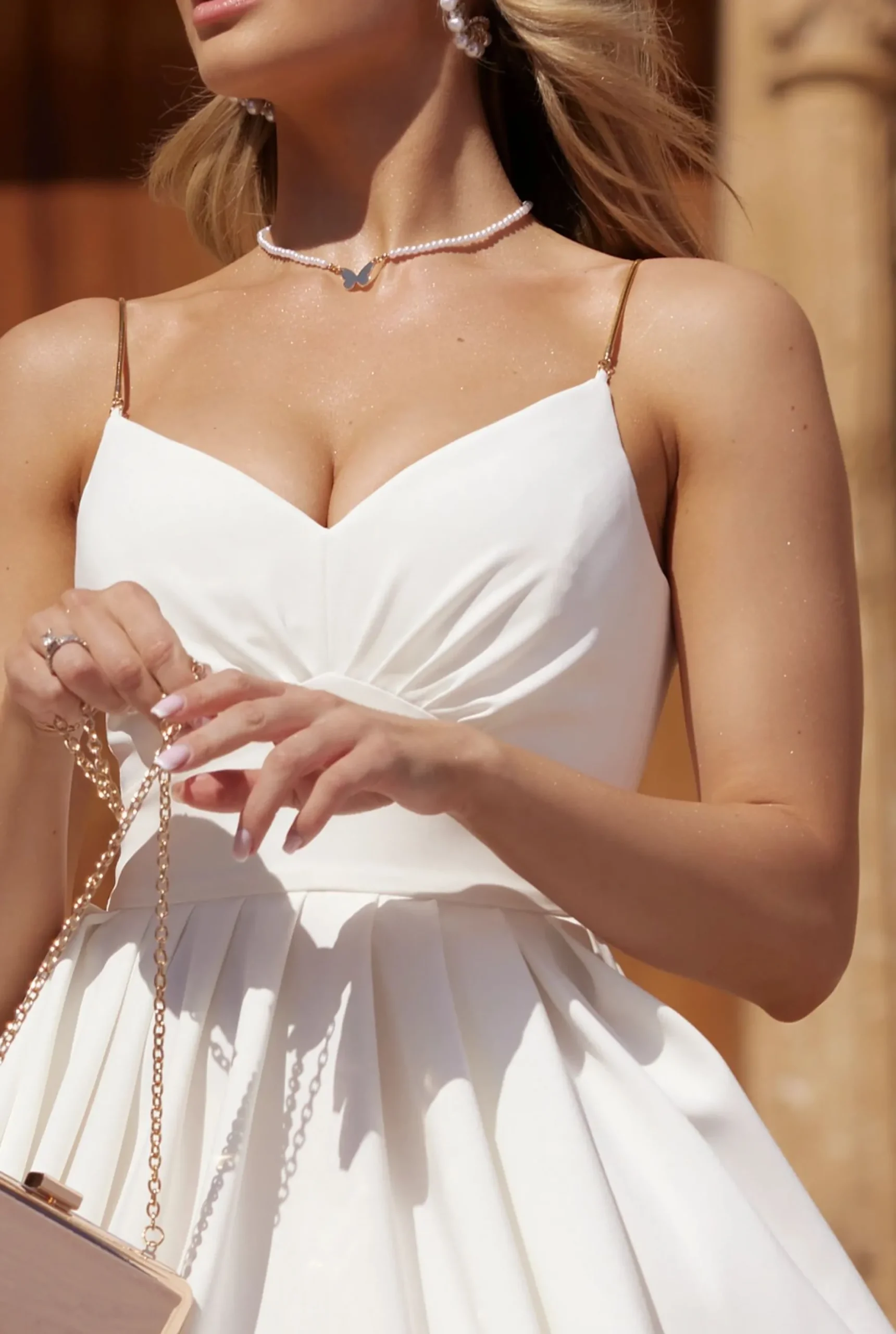 Outlet Somi - Asymmetrical Cream Midi Dress Women Wedding