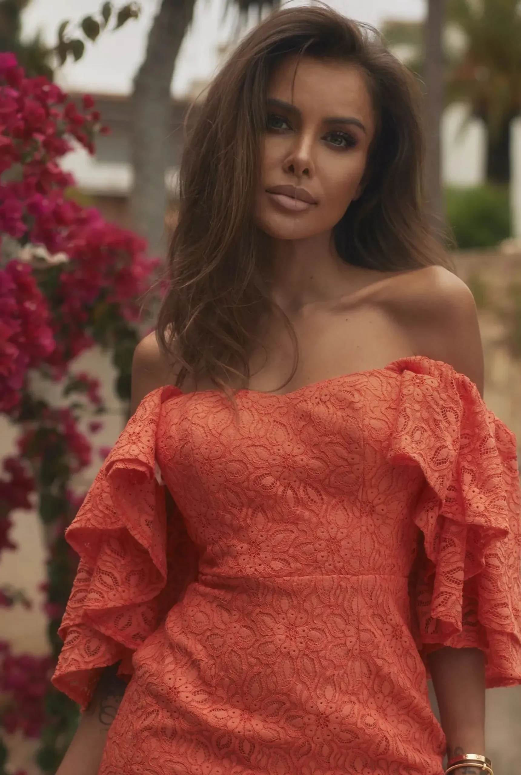 Sale Sucre - Elegant Mini Lace Dress In Invigorating Orange Women Christening