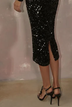 Online Tarlow - Midi Elegance In Deep Black Women New Year'S Eve